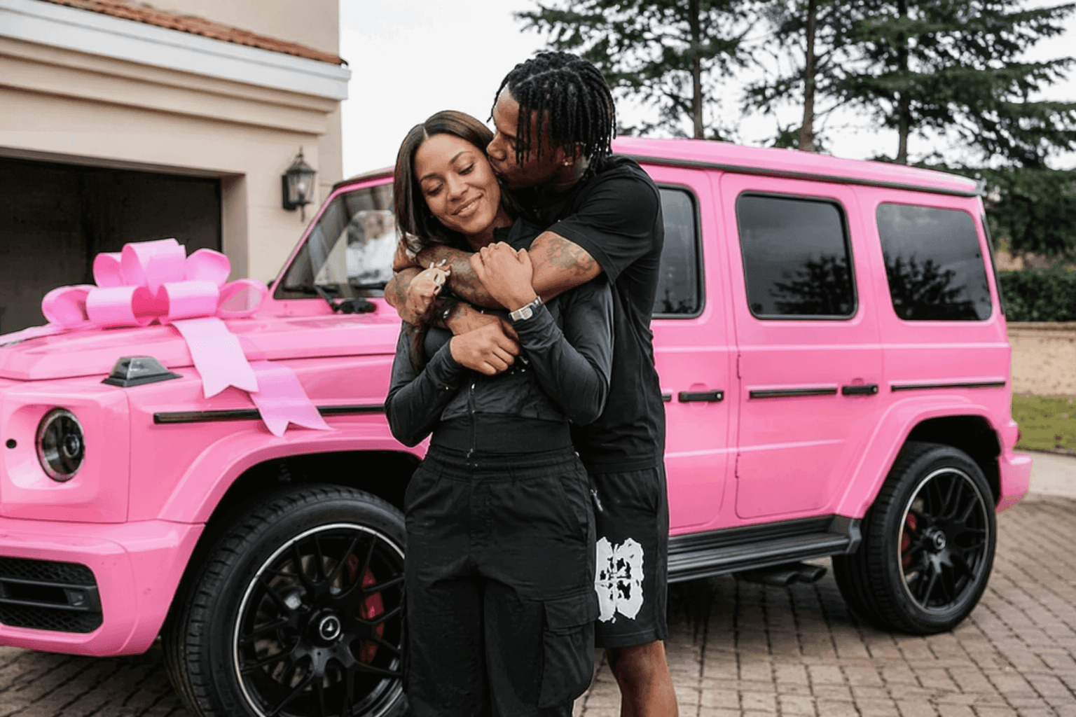 Travis Hunter surprises Leanna with Barbie-pink Mercedes-AMG G63 for Mother’s Day