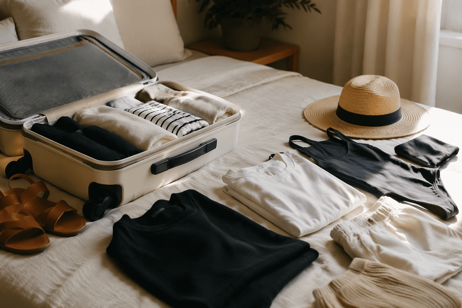 Minimalist vacation wishlist favors capsule staples for easy travel packing