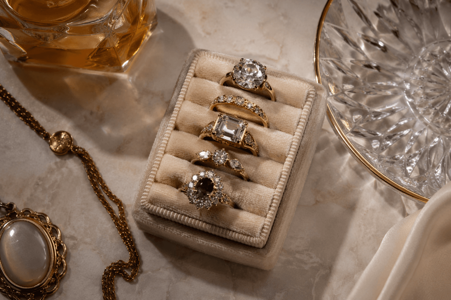 Antique-inspired rings grow bolder as bridal stacks get personal