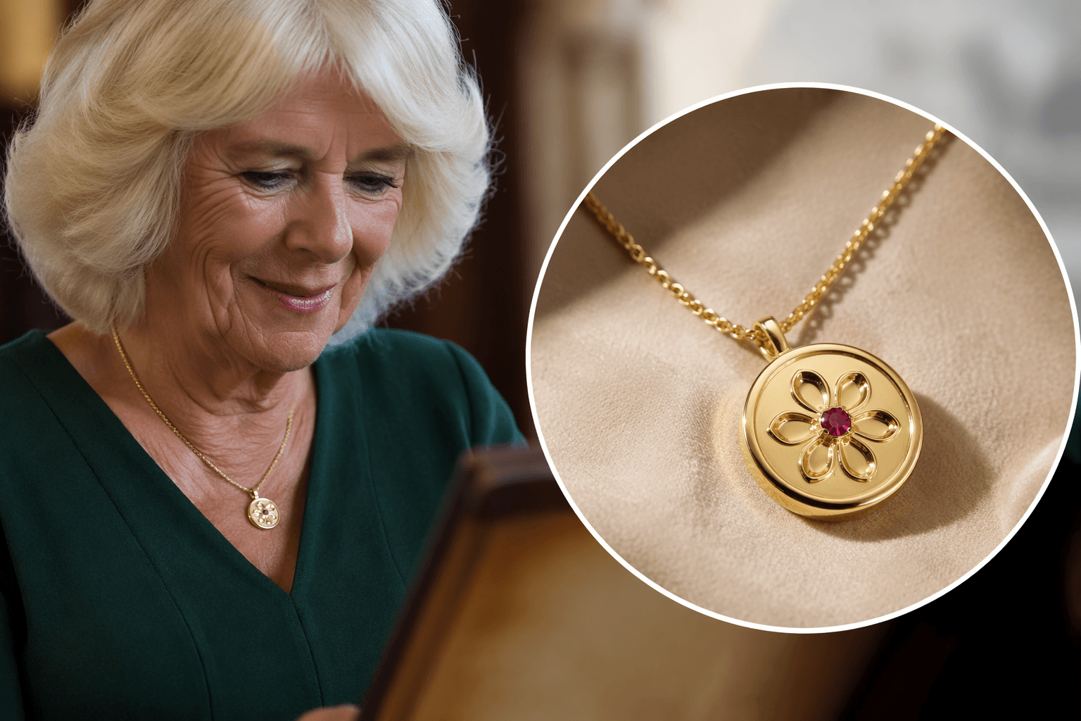 Queen Camilla’s necklace honors her five grandchildren with engraved initials