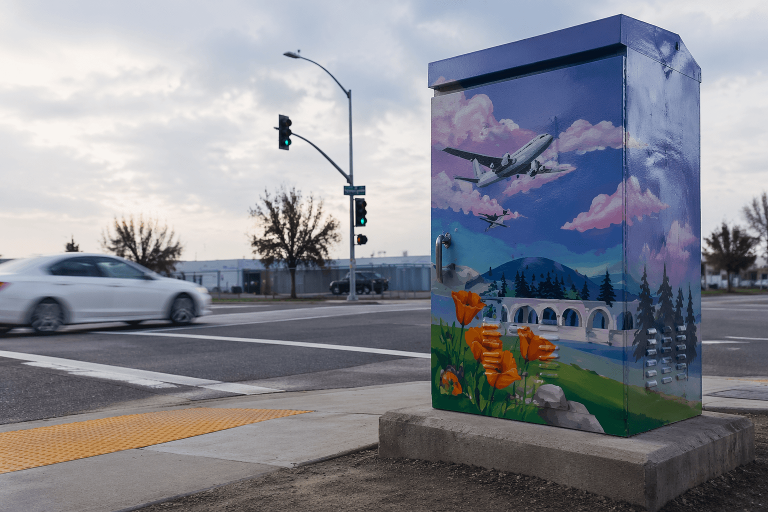 Fresno unveils first traffic box mural near airport in east central area