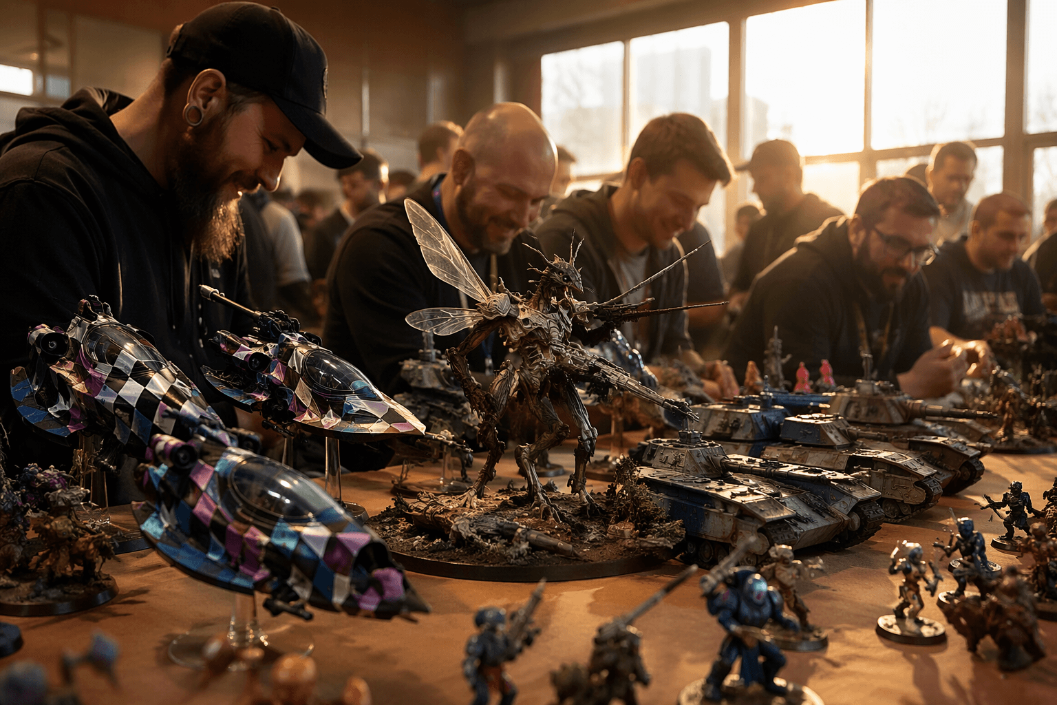 Harlequin vehicles and a wild kitbashed fire support bug inspire painters