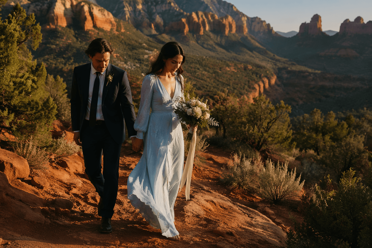 Cat Jarman's pale-blue ba&sh dress redefines bridal style in Arizona