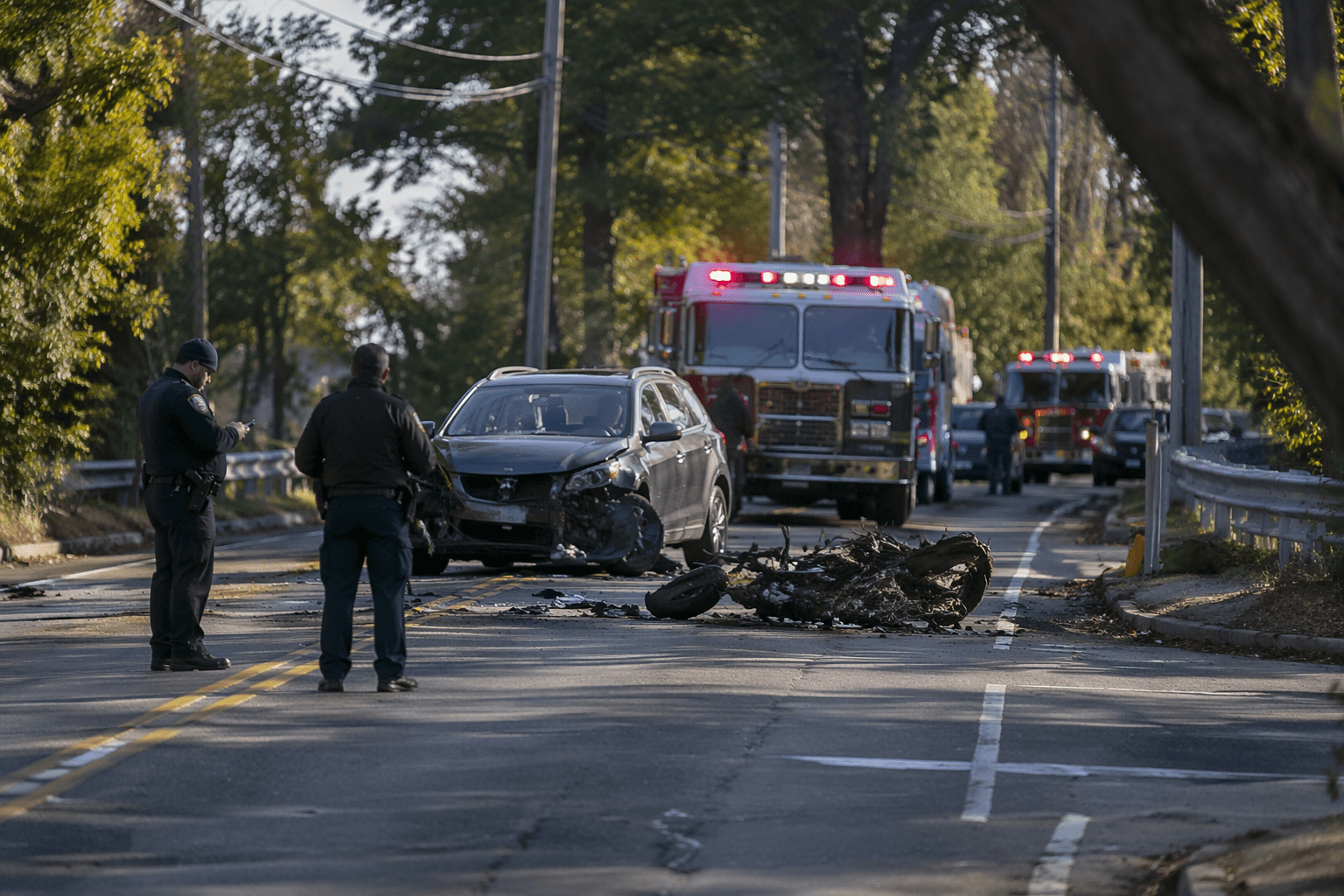 Huntington motorcyclist dies in Melville crash involving motorcycle, Kia, fire