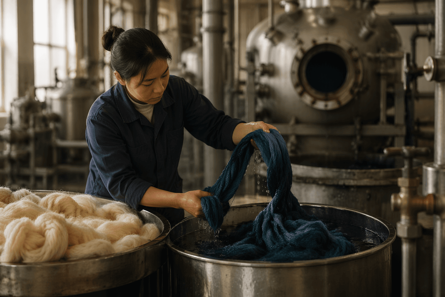New wool process cuts chlorine, speeds dyeing and lowers temperatures