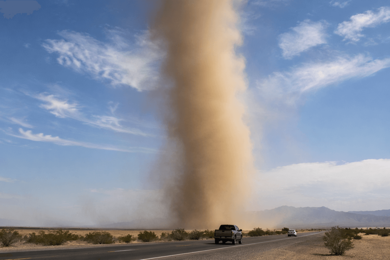 Huge dust devil spotted along Highway 95 in Yuma