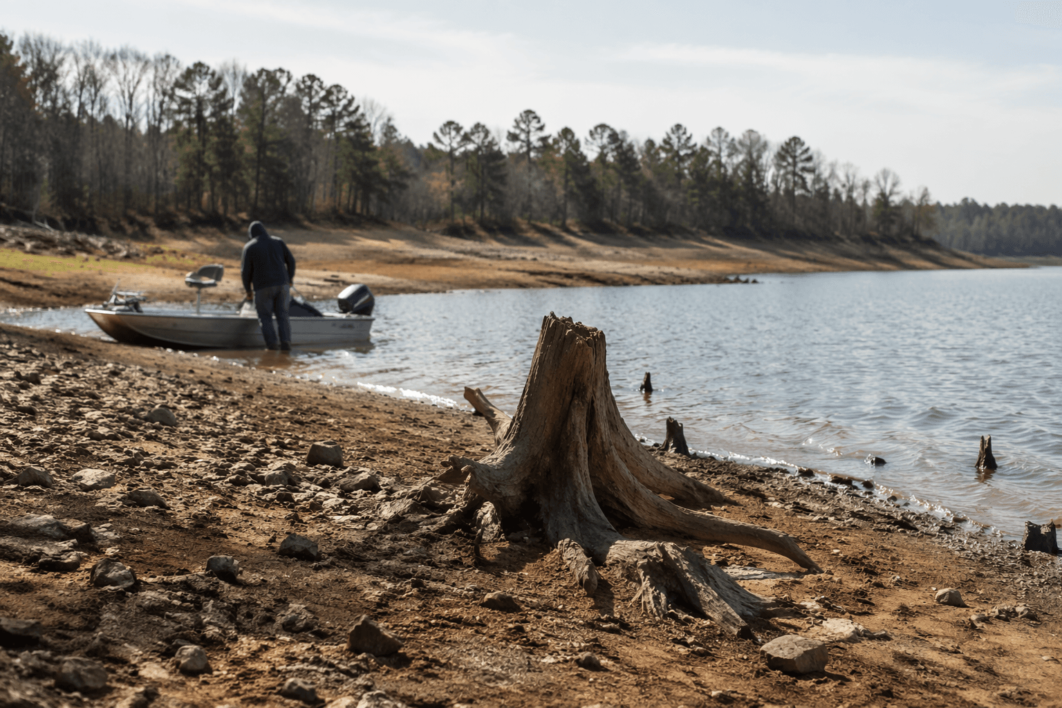 Falls Lake levels drop, raising boating hazards and water-supply concerns
