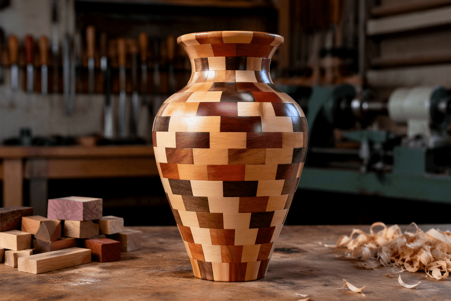 scrap wood becomes a stunning segmented vase