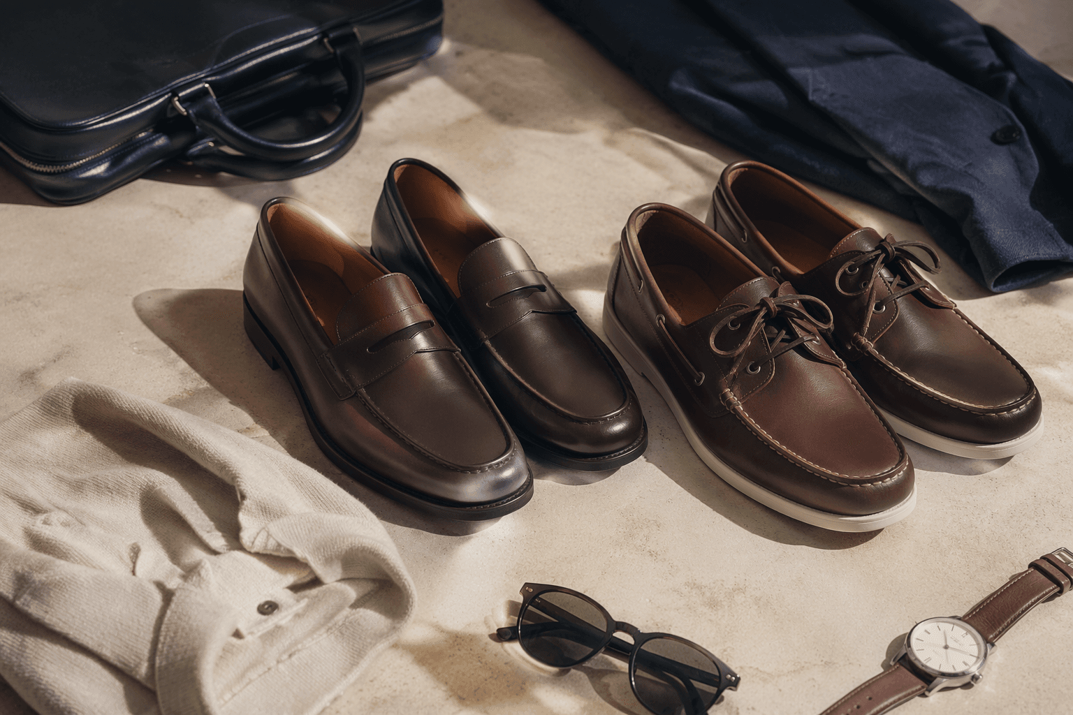 Updated loafers and boat shoes sharpen summer work outfits