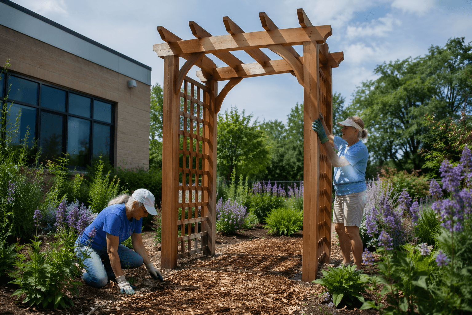 Sweetwater Oaks Garden Club adds arbor to West Branch Library garden