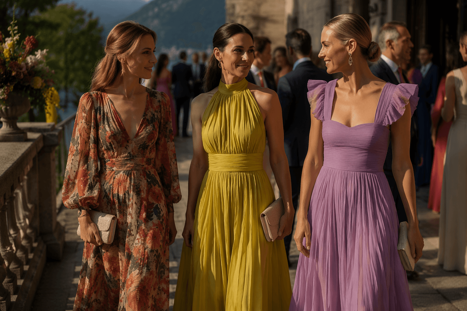 Wedding guest style shifts from black to bold color and prints