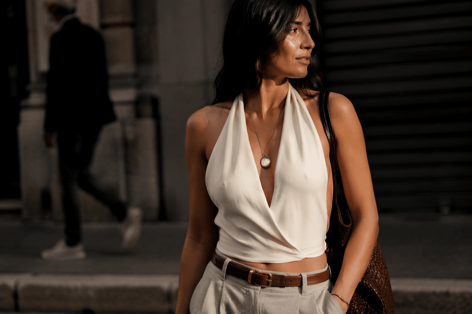 The halter top grows up, becoming a polished summer staple
