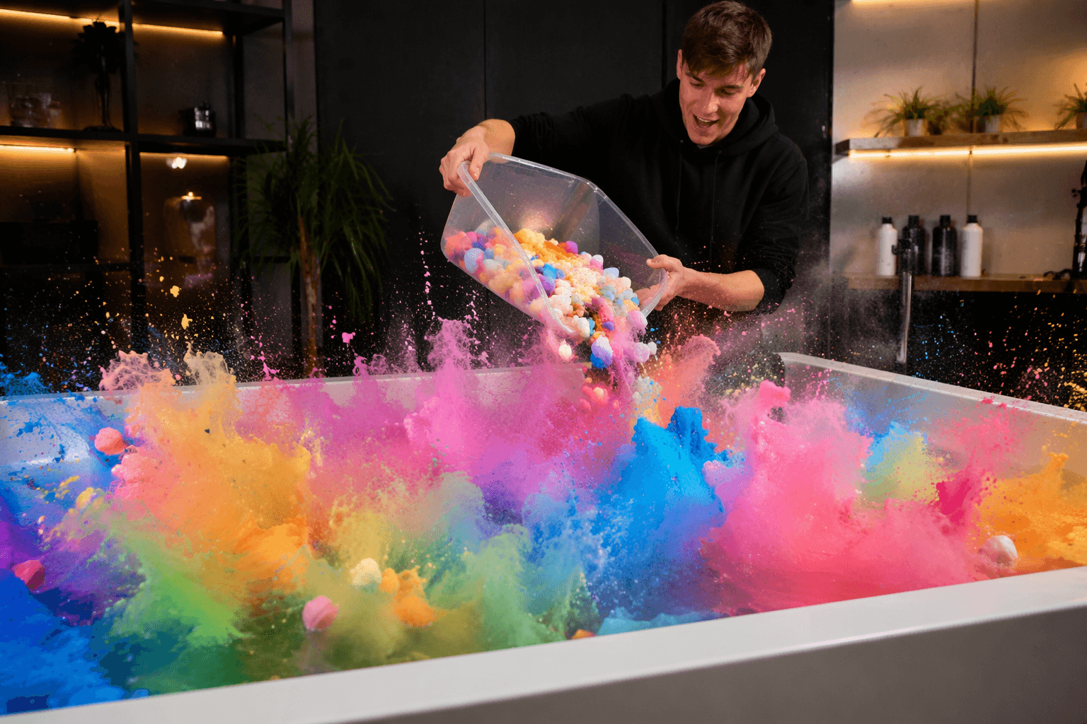 GamingWithKev drops 2,000 bath bombs in a viral color blast