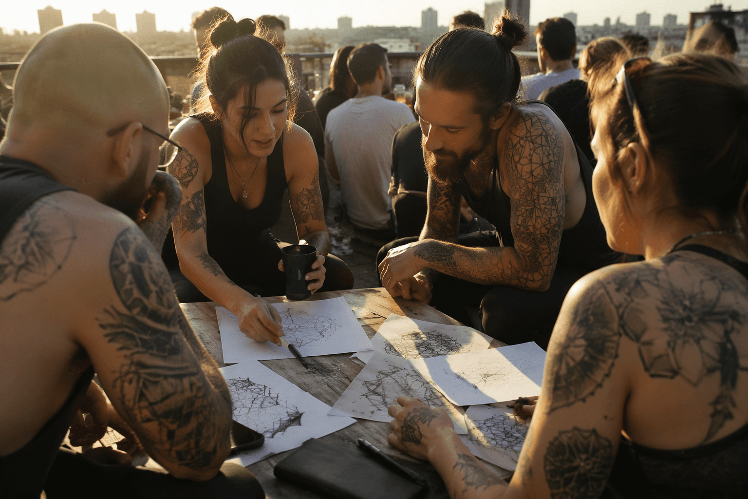 Esoteric Tattoo shows geometric tattoos as custom, planned body art