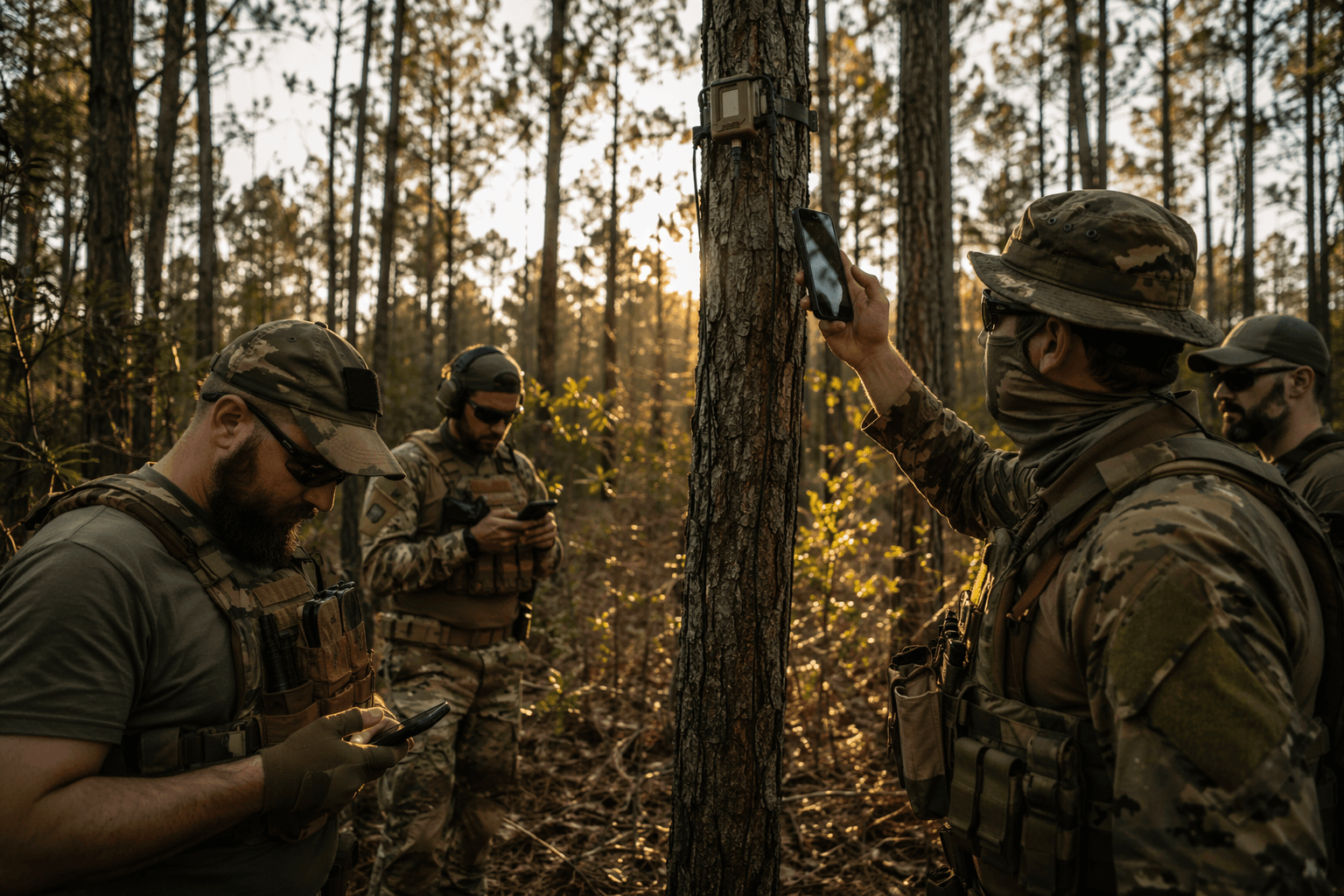 Airsoft team tests Meshtastic trackers in forested terrain with tree relay nodes