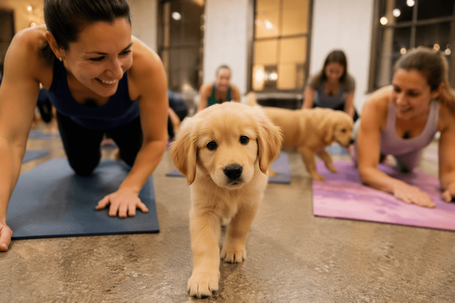 Philadelphia puppy yoga features golden retriever pups on June 6