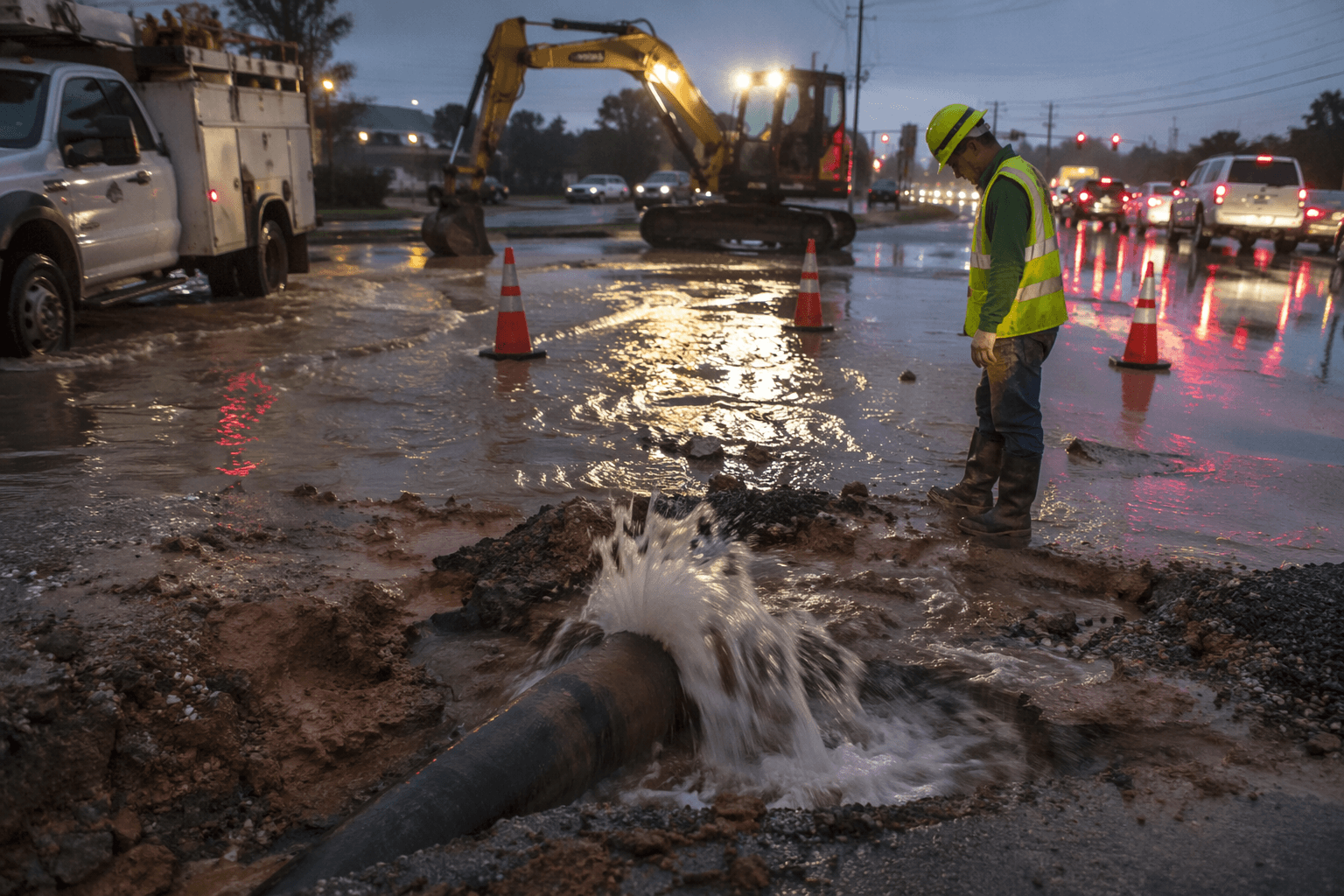 Water main break disrupts traffic on Knightdale Boulevard in Knightdale