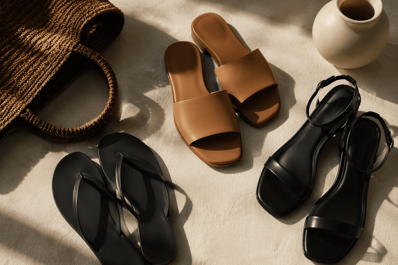 Sleek sandals for quiet-luxury dressing, from flip-flops to ankle straps