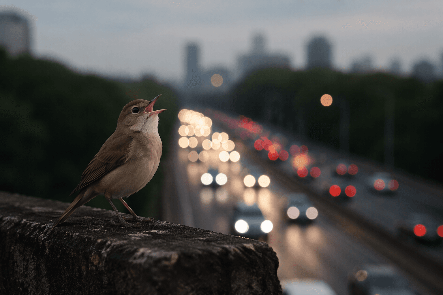 Some city birds widen song ranges to compete with traffic noise