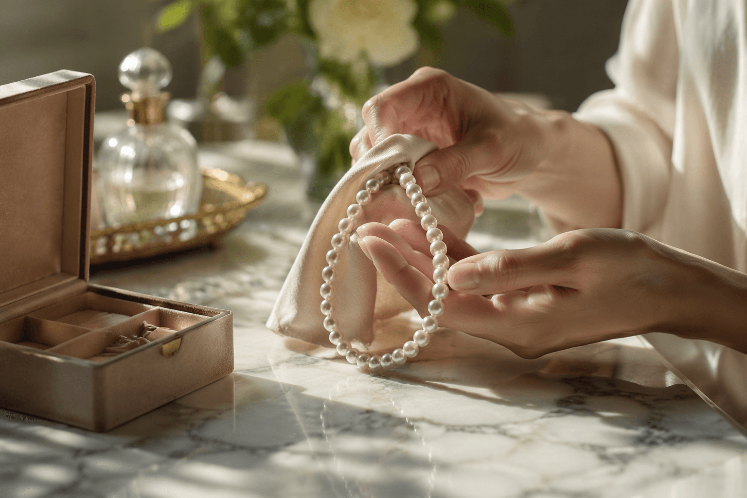 GIA advises gentle care to protect pearls from scratches and damage