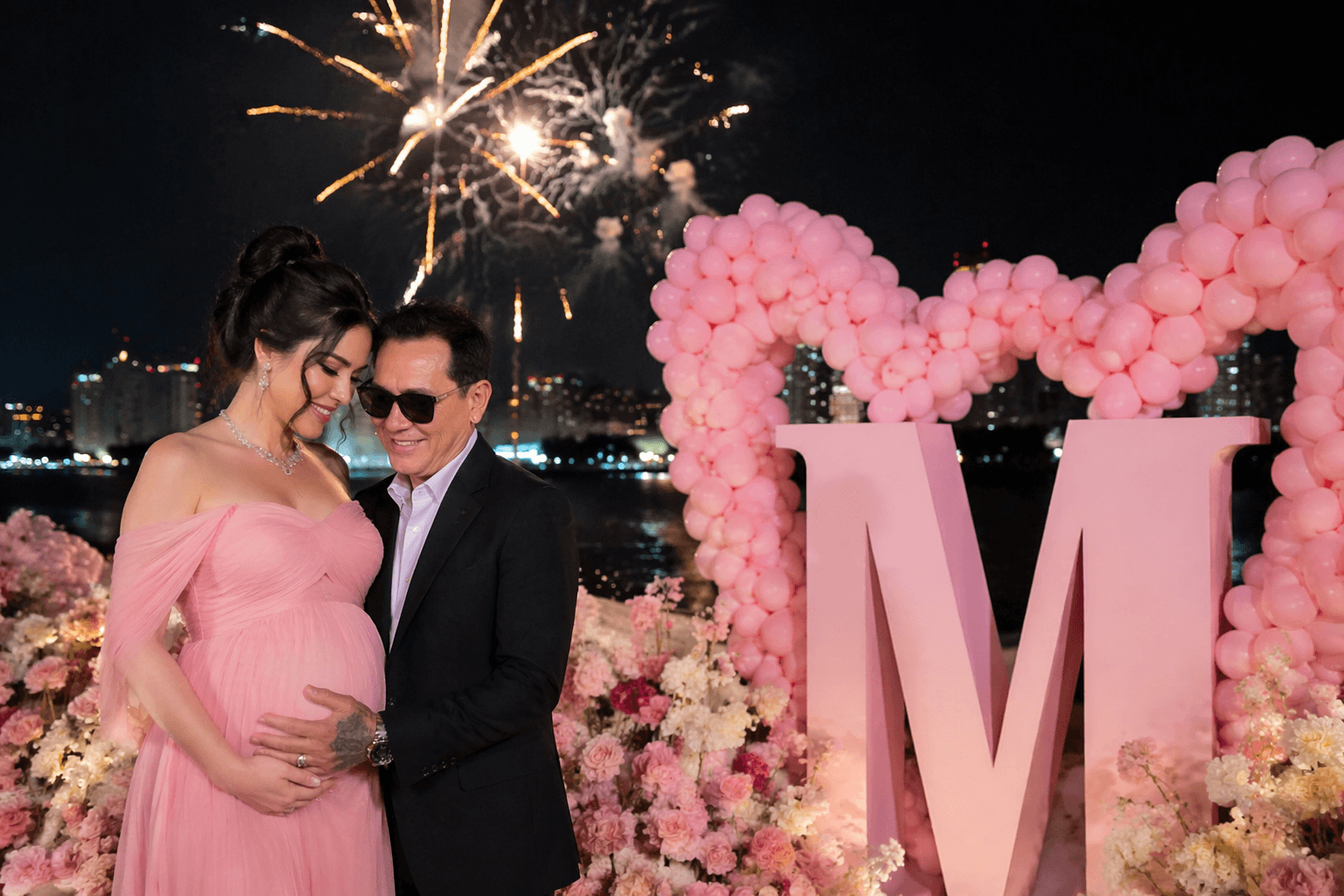 Marc Anthony and Nadia Ferreira celebrate pink baby shower for daughter