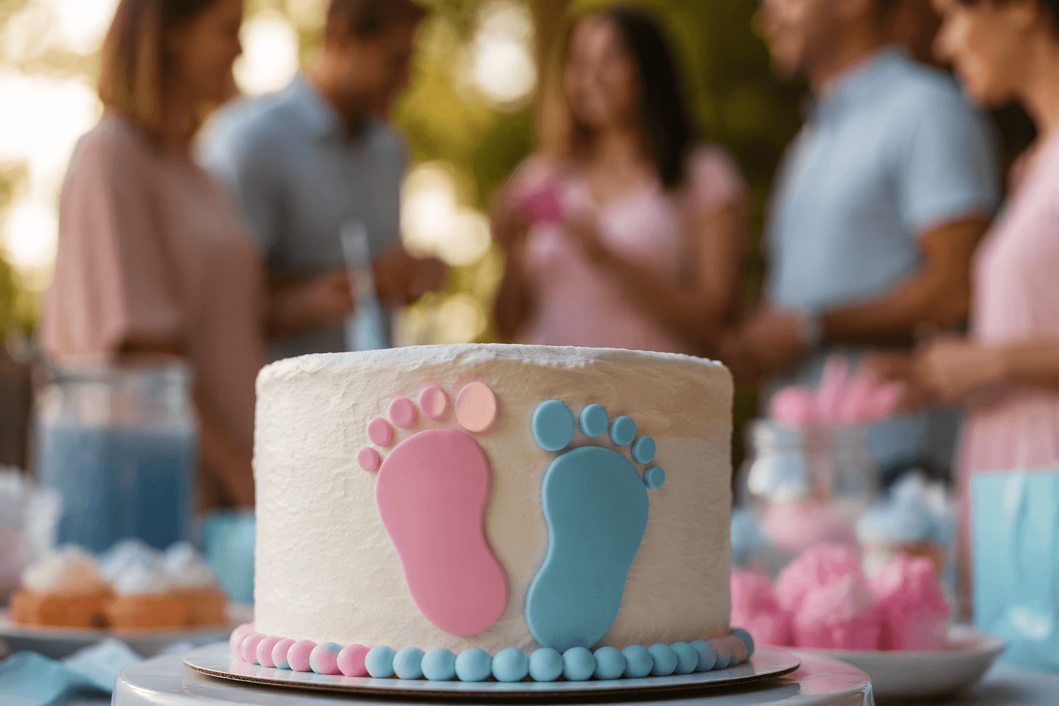 Pink and blue baby footprints unite gender reveals and showers