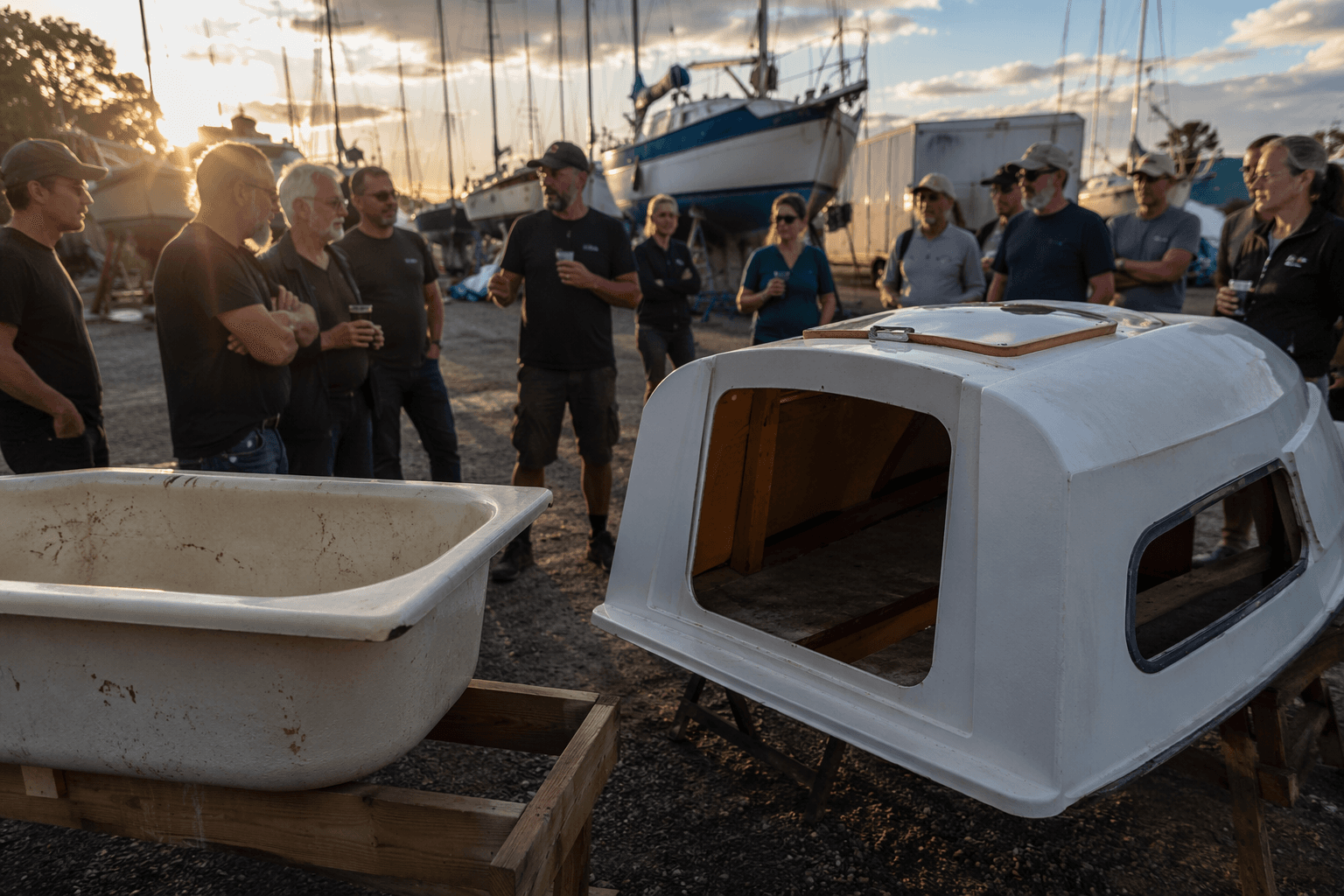 Old bath becomes mould for Corribee 21 doghouse build