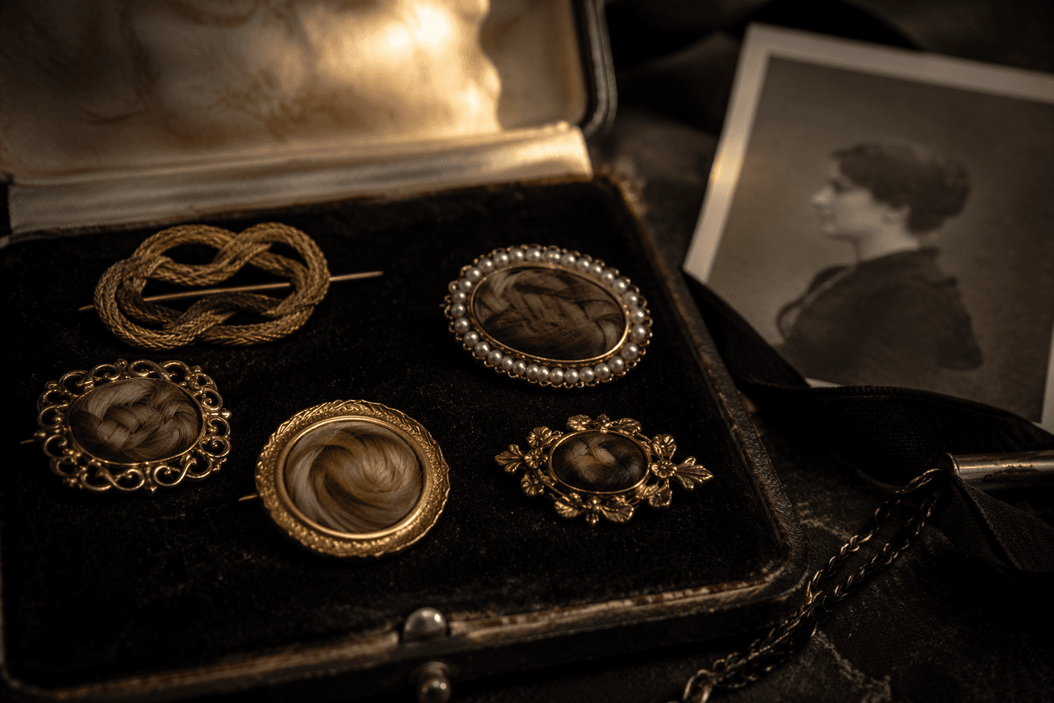 How to identify hairwork and mourning jewelry in vintage pieces