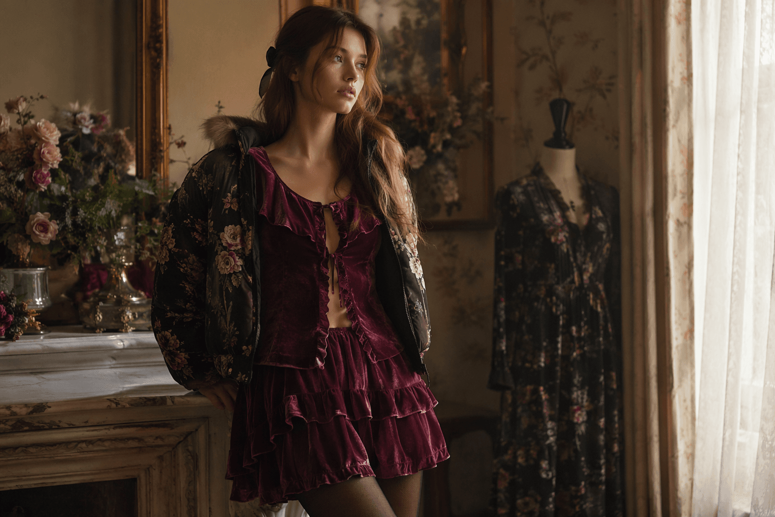 LoveShackFancy dials up velvet, jewel tones, and winter layers