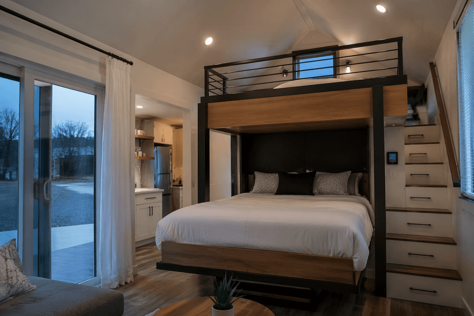 Preowned Tru Form Tiny home packs elevator bed and modern style