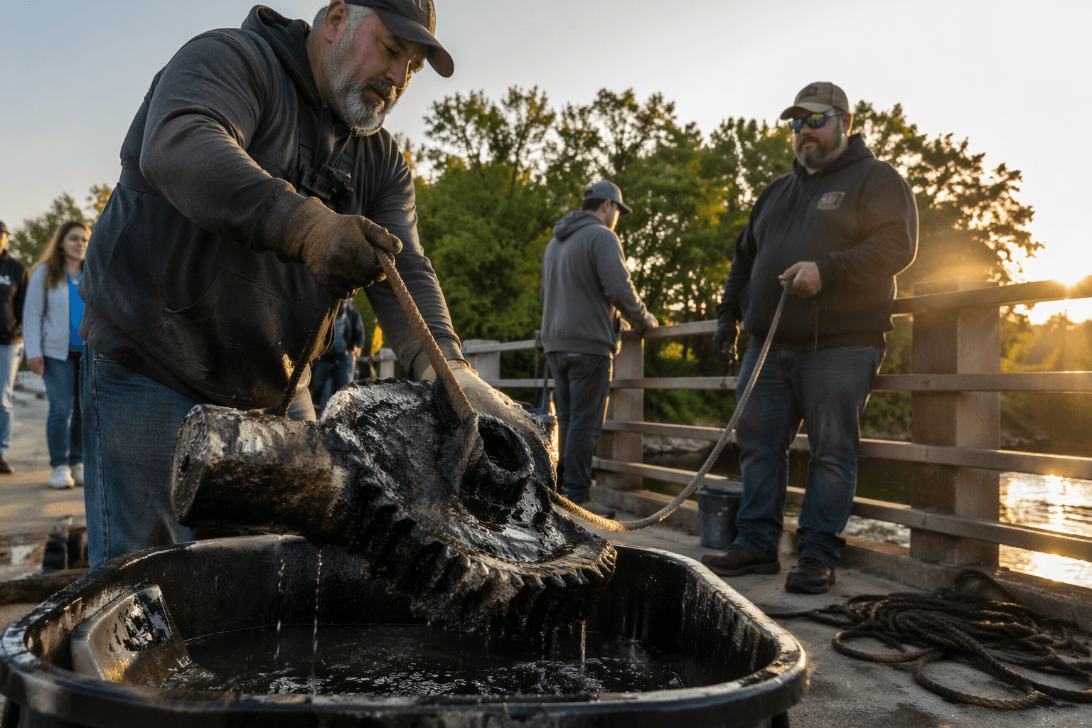 Cape Cod magnet crew hauls car parts and bridge hardware from water