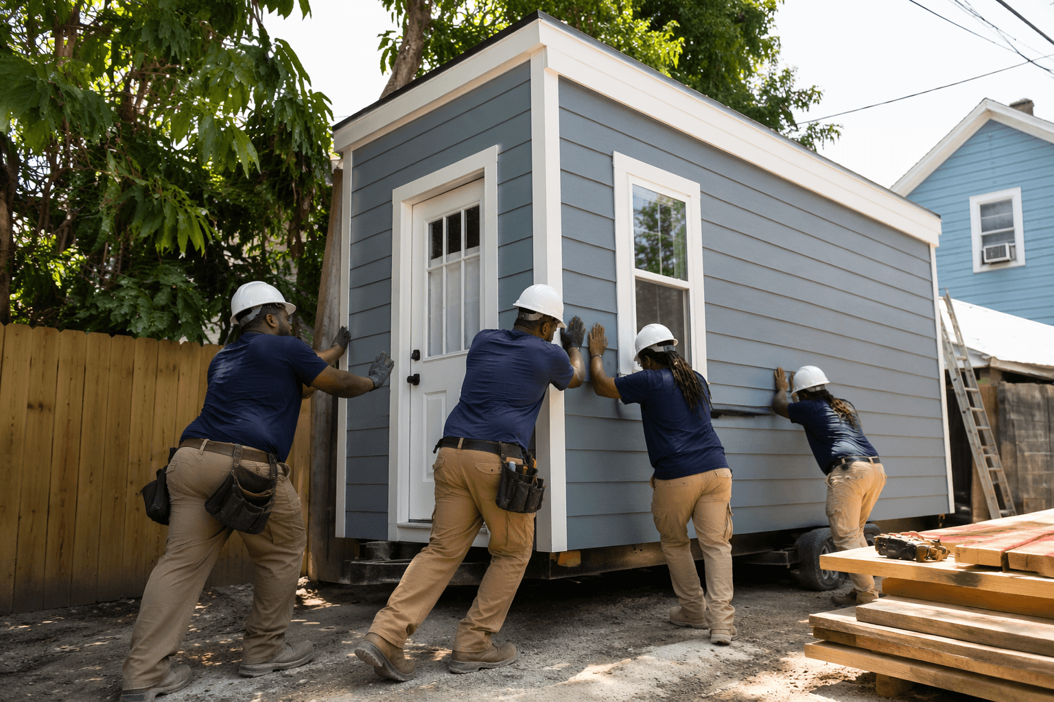 New Orleans trainees build tiny house for transitional housing