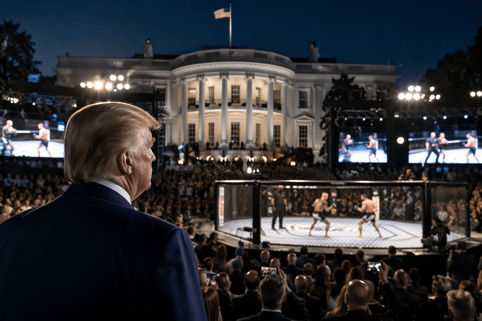Trump hosts UFC fight on White House South Lawn for his birthday