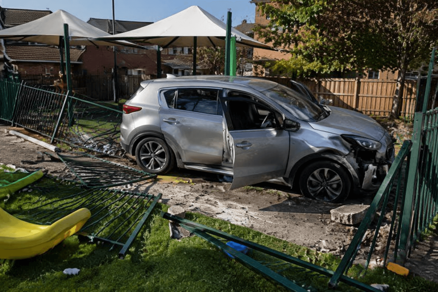 Woman arrested after car crashes into Cheshire nursery playground