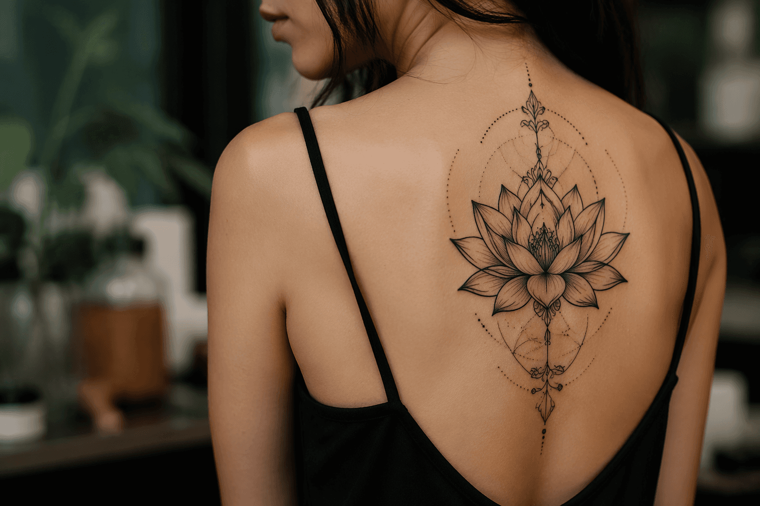 Geometric framing gives lotus tattoos cleaner structure and stronger meaning