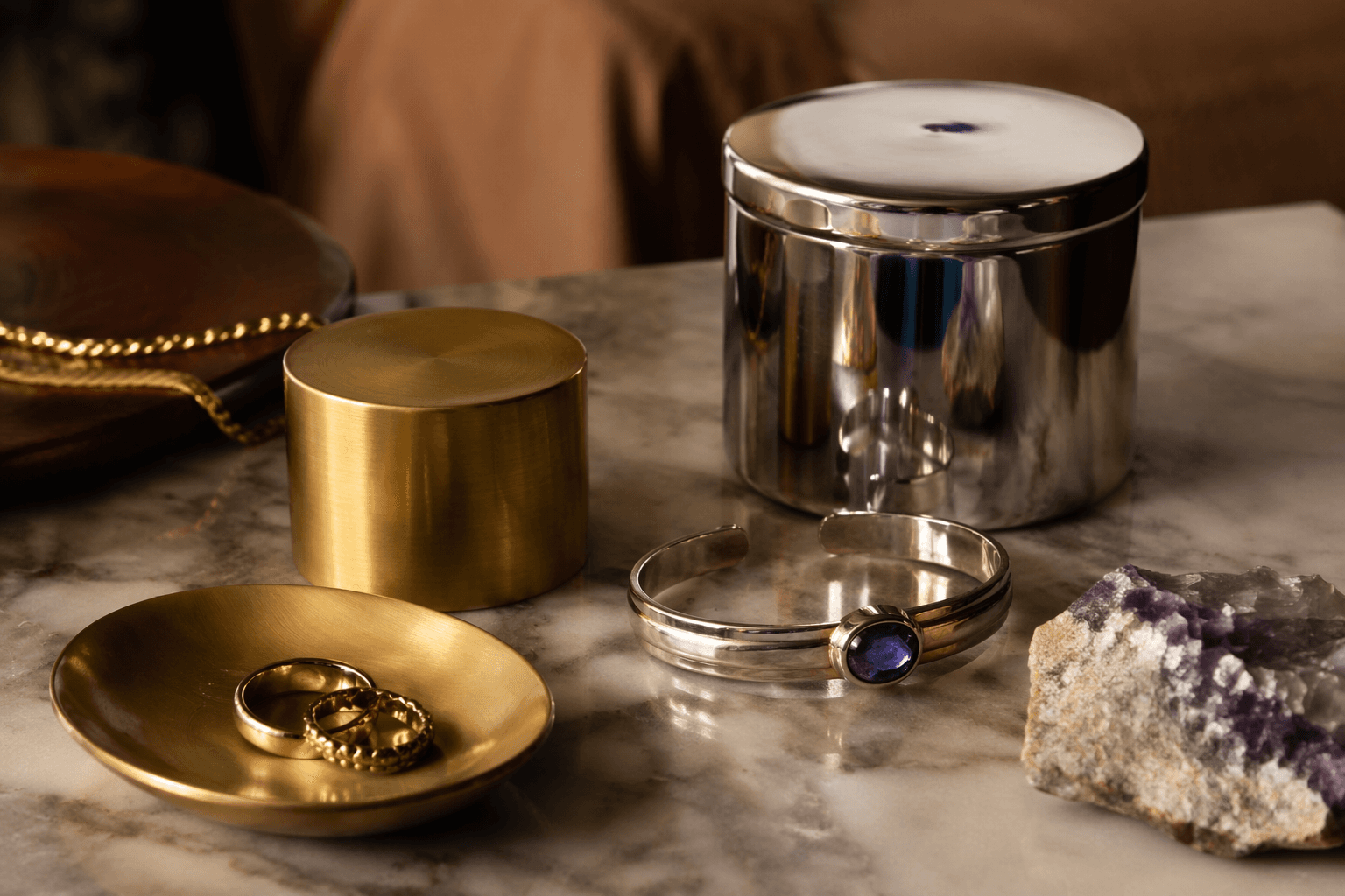 21st wedding anniversary gifts, brass, nickel and gemstone ideas