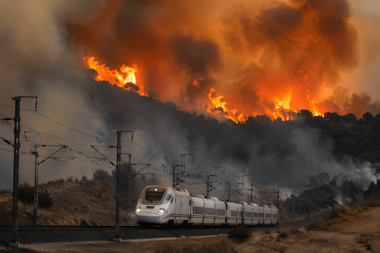 Wildfire disrupts Madrid-Barcelona rail as Spain braces for heatwave