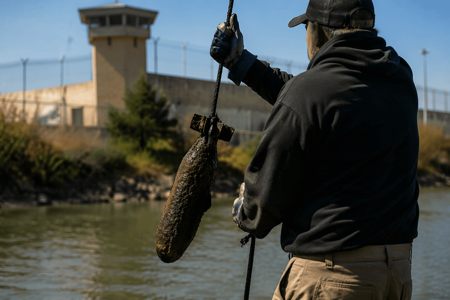Magnet fishers near prison pull up live bomb, call bomb squad