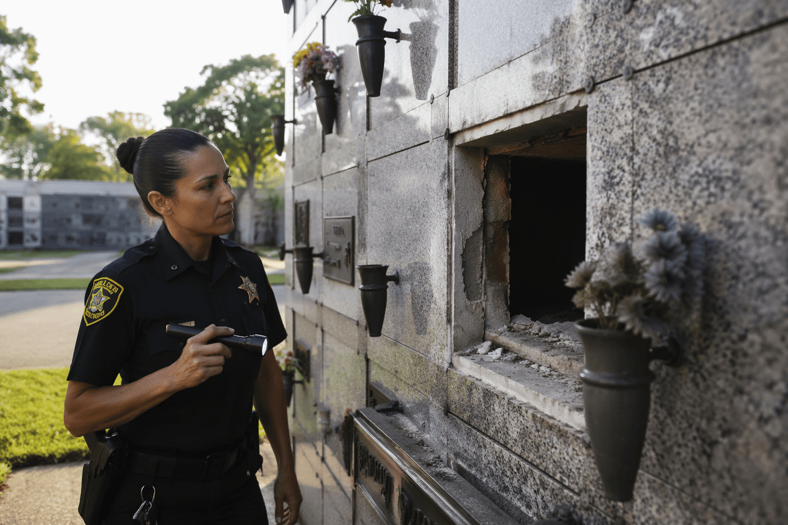 Houston cemetery theft suspect sought after mausoleum valuables stolen