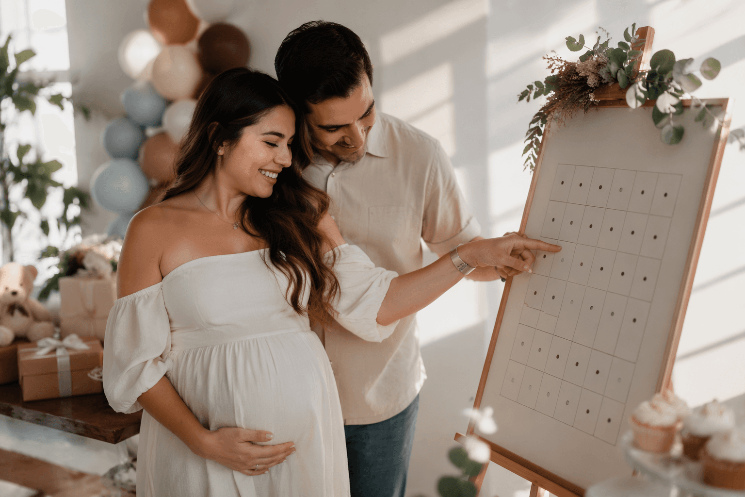 Guess-the-date baby shower games double as keepsake decor