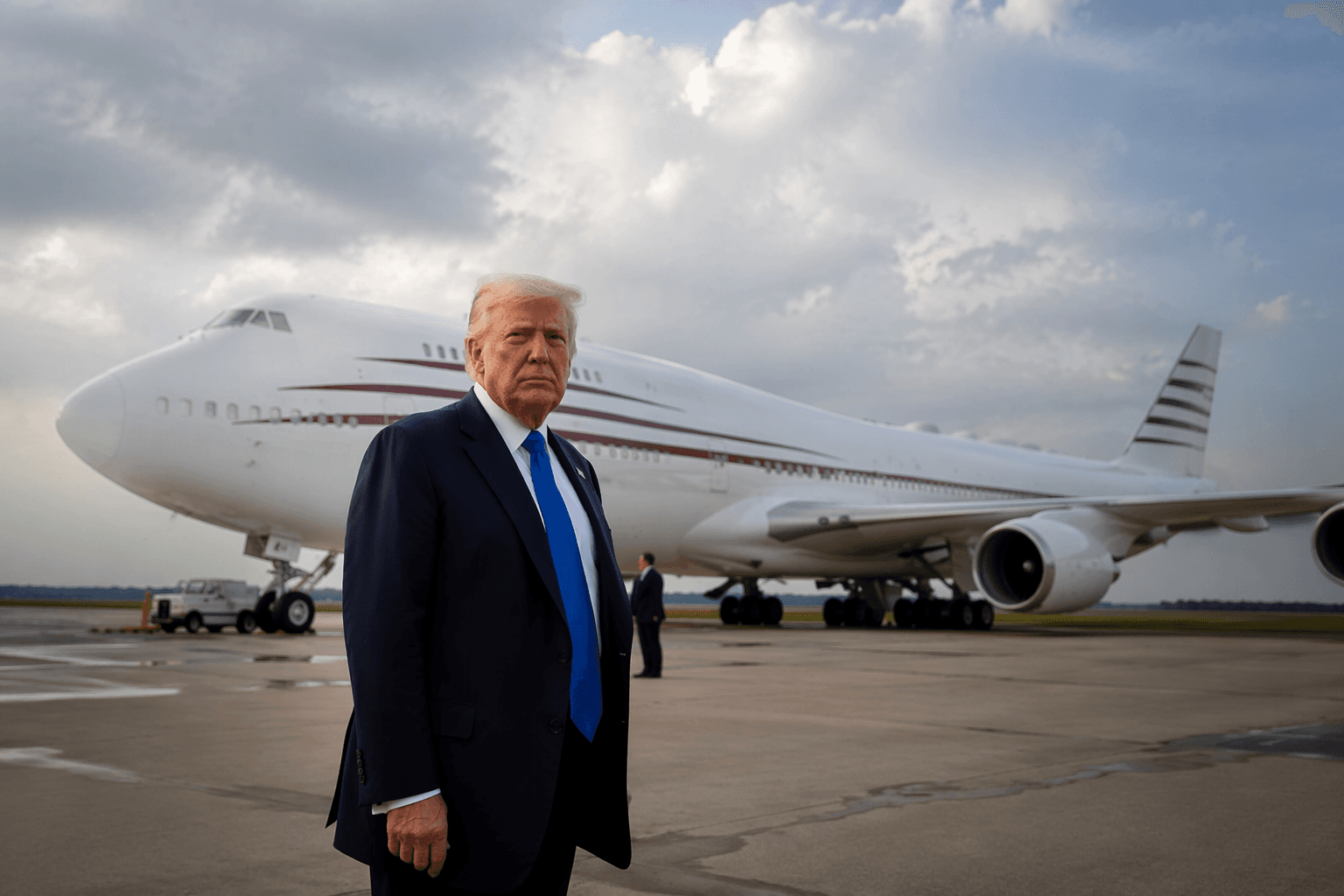 Trump unveils donated Qatar Air Force One at Andrews