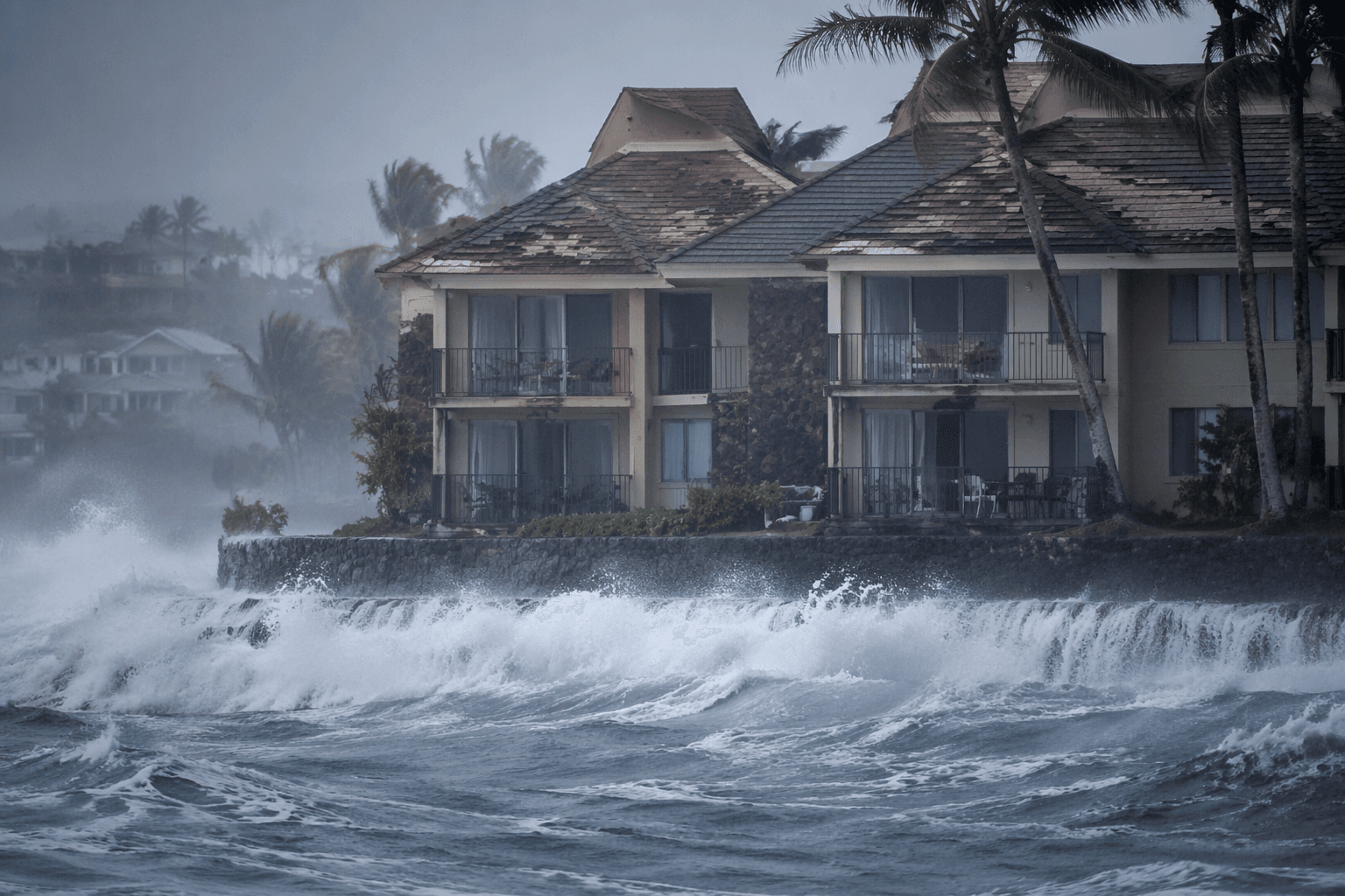 King tides, south swell smash Keauhou condo roof on Big Island