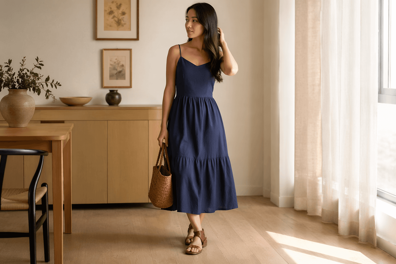 Old Navy’s $25 midi dress comes in petite sizes for shorter shoppers