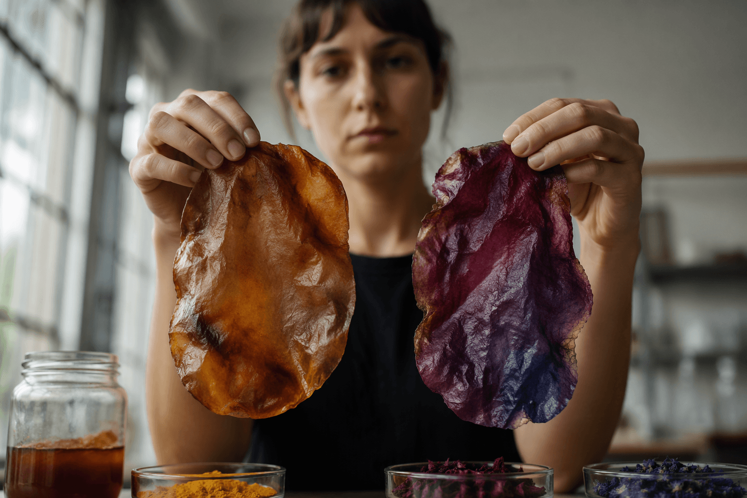 Kombucha SCOBY study points to bioleather made with natural dyes