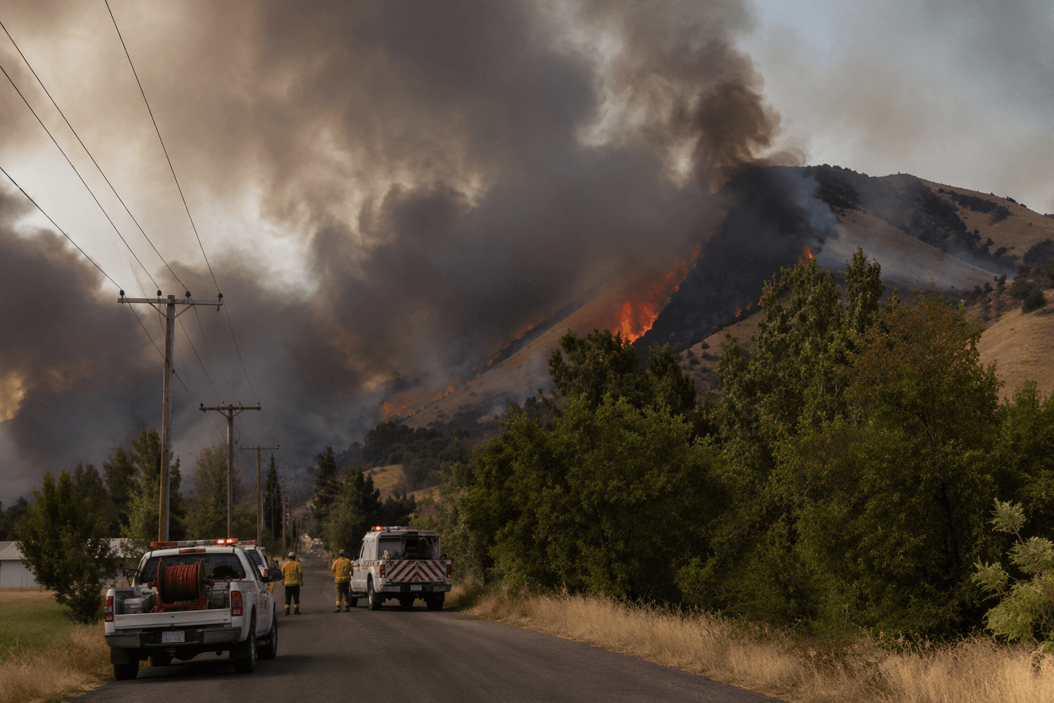 Wildfire near Cabbage Hill causes brief Union County power outage