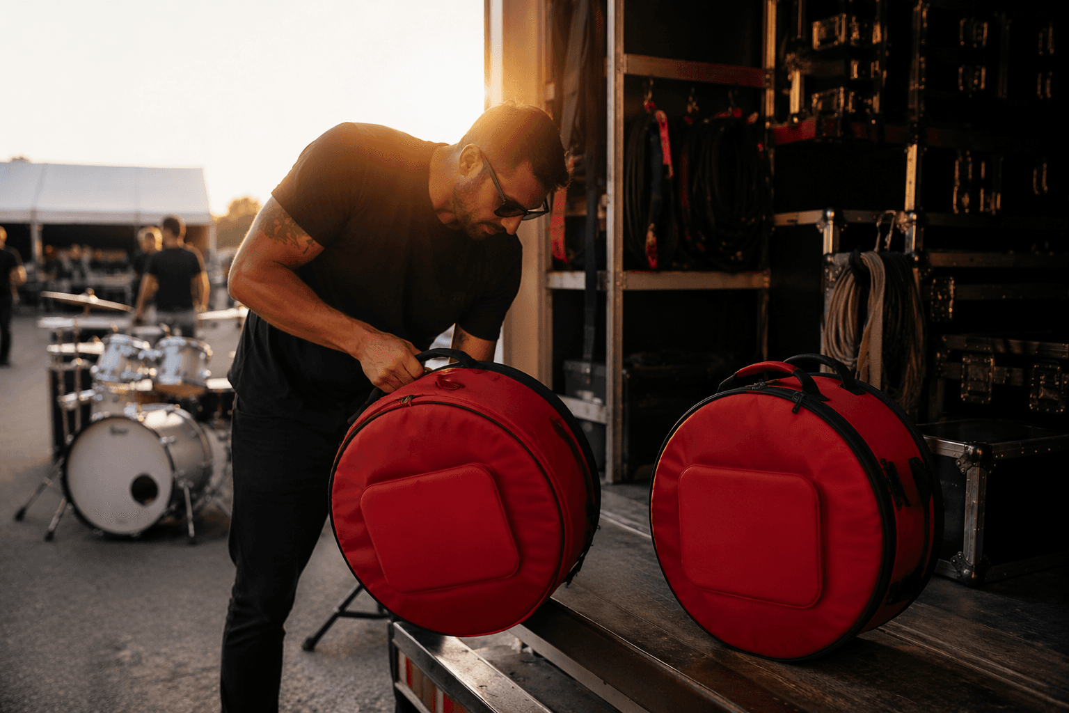 Gator Cases adds red ICON snare drum bags for touring drummers