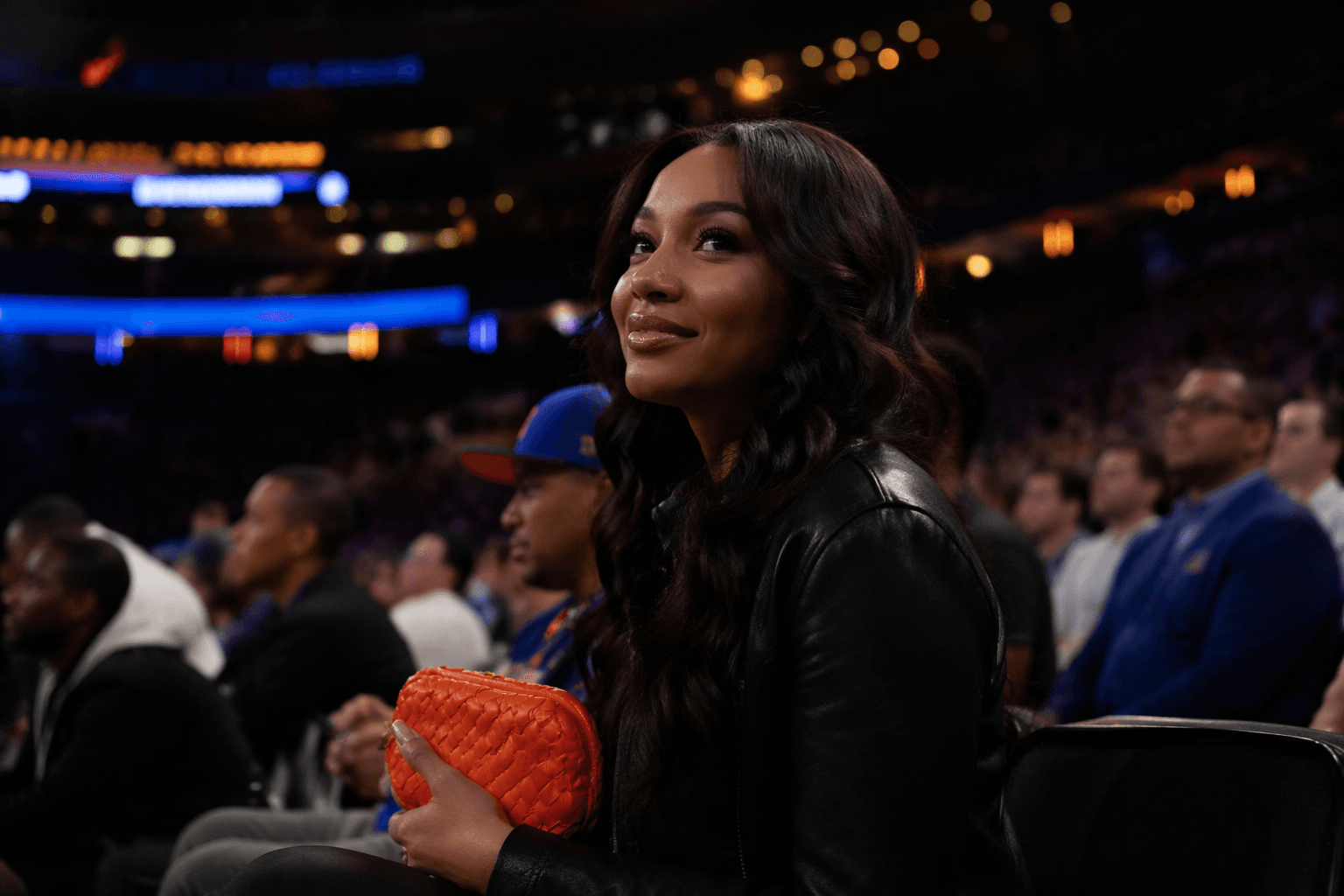 Jordyn Woods’s lucky Knicks clutch becomes a luxury fan talisman