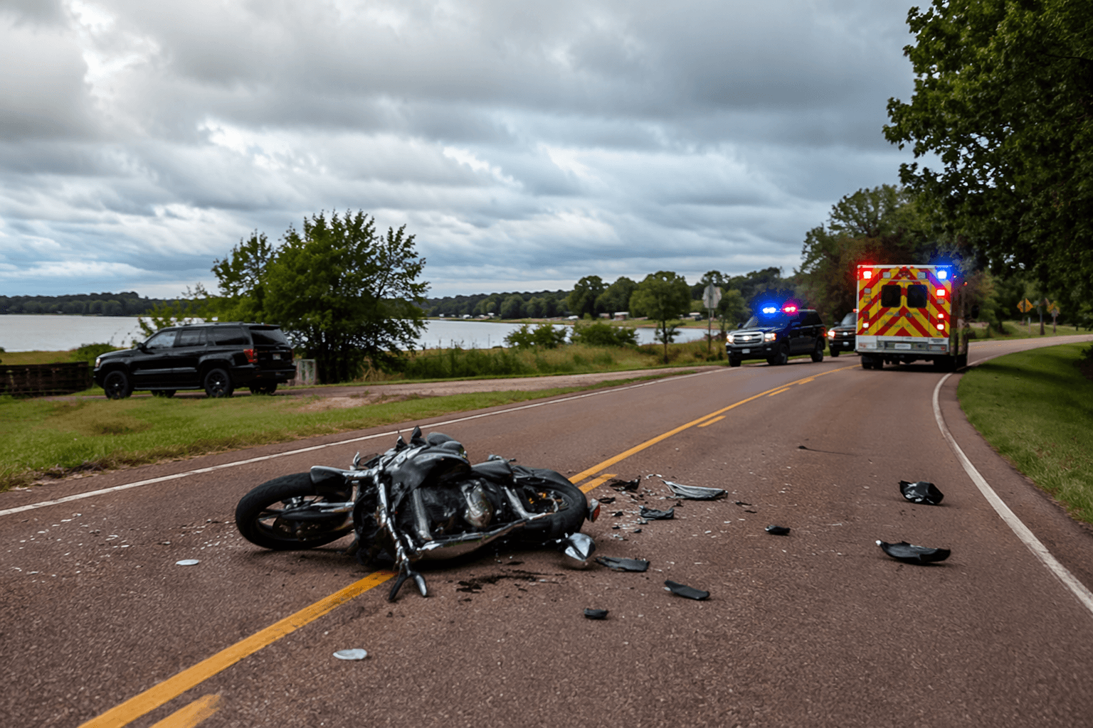 Motorcycle crash near Pelican Lake sends two to hospital