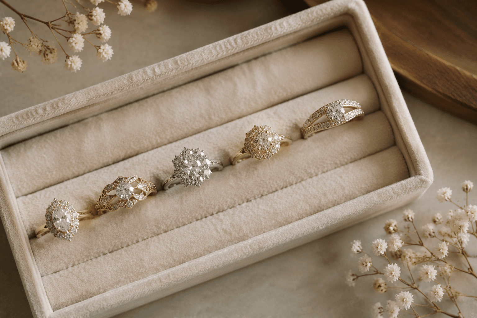 Cluster rings and halo settings challenge the classic solitaire
