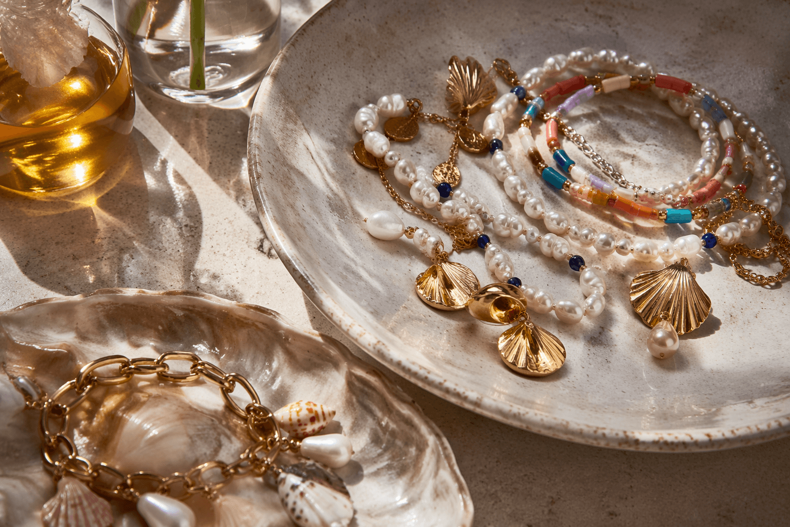 Summer jewelry under $500 leans into shells, pearls, and color